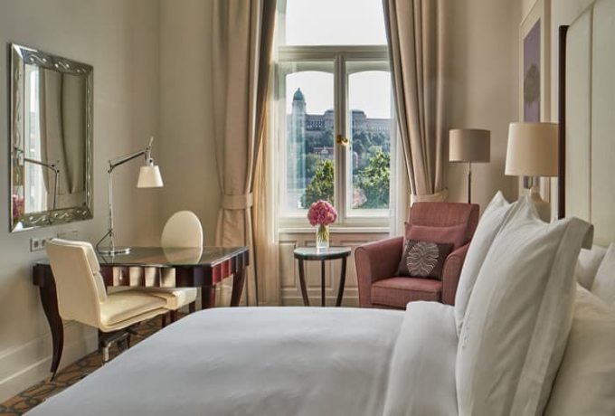 Danube River view from a Four Seasons Budapest room near the city’s Christmas markets, ideal for luxury trave