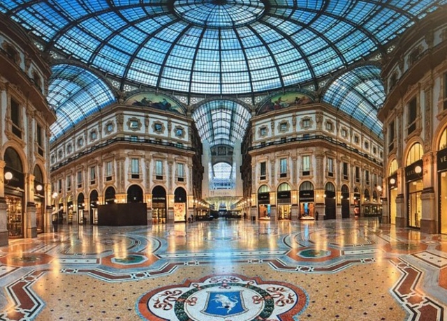 Luxury shopping in Milan at the Galleria Vittorio Emanuele II near the Duomo