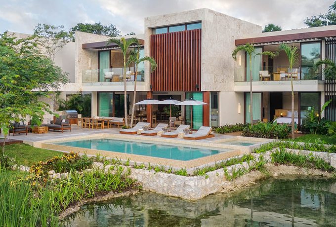 Luxury lagoon-front villa at Rosewood Mayakoba resort in Riviera Maya Mexico