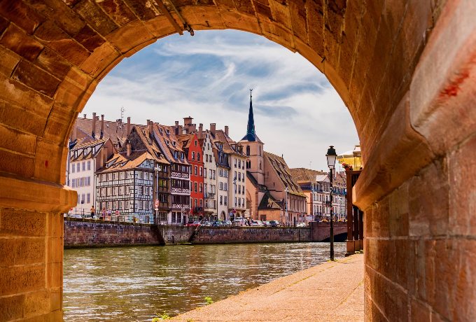 Strasbourg half-timbered architecture near Christmas markets, a top luxury travel destination in Europe